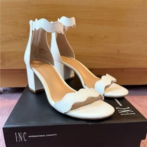 INC International Concepts White Heels with Block Heel
